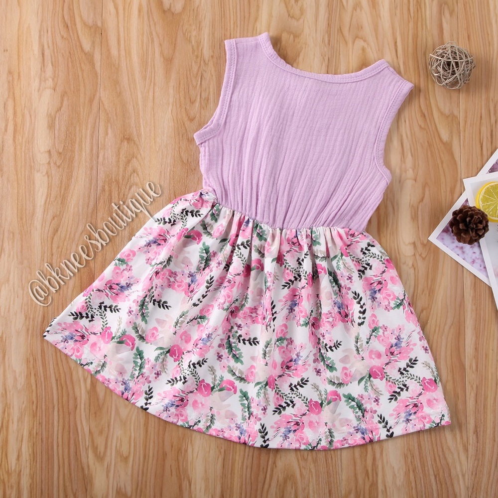 Toddler Girl Boutique Floral Bow Spring Dress - Picture 3 of 6